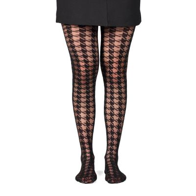 Fil de Jour France Pantyhose Tights, Houndstooth, S/M 30 Denier Made in Italy