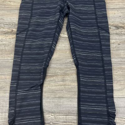 Lululemon Heathered Navy White And Black Leggings Ruched Leg Bottoms 24