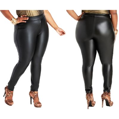 Ashley Stewart Faux Leather Leggings Size 22/24 Black Pull On Pants Vegan