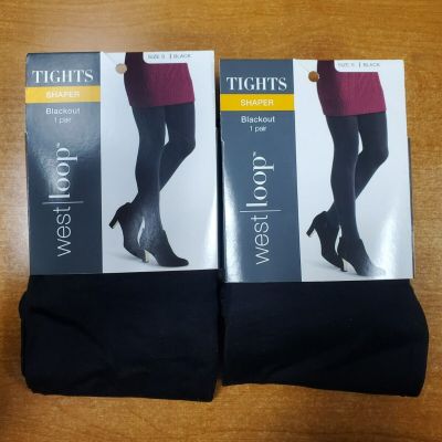 2 Pairs: West Loop Shaper Blackout Black Tights *Size S* (AE-1879)