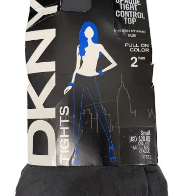 DKNY Women's Opaque Control Top Tights 2-Pack Size Small Petite 5786