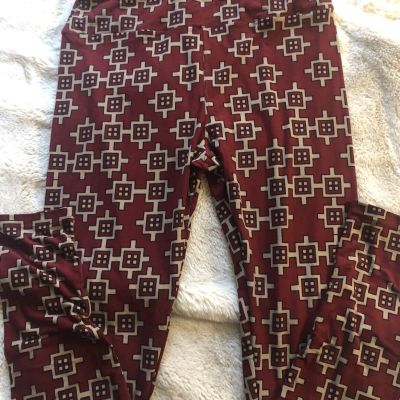 LuLaRoe Tall Curvy Womens Leggings Pants Pj’s Lg New Burgandy 32” Waist