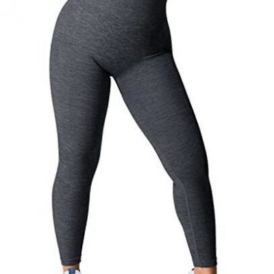 Women Seamless Workout Leggings High Waisted Butt Lifting Gym Yoga Large Grey