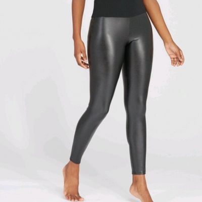 ASSETS by SPANX Women's All Over Faux Leather Leggings, Black Size 1X