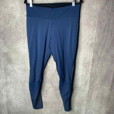 Adidas Leggings Womens Large Blue Pull On Stretch Elastic Waistband Logo Gym