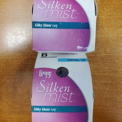 2 Pk L'eggs Silken Mist Control Top Silky Sheer Leg Mahogany * Size B (13E-1891)