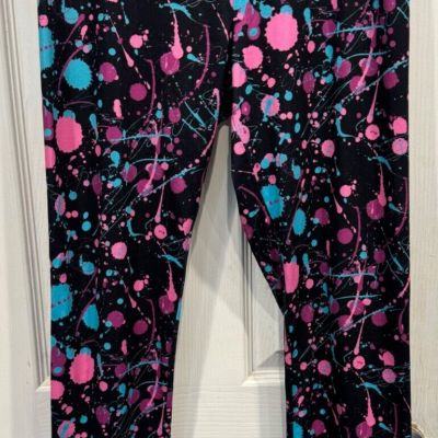 Sissycos colorful leggings XL pink and blue paint splatter design soft 80 style