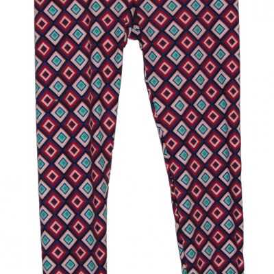 LLR Lularoe Pants Women's Size OS One Size Pink Blue GEO Print Stretchy Leggings