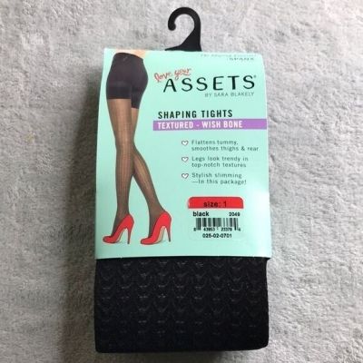 Assets by Spanx Textured Shaping Tights Black Wishbone Size XS/S  New