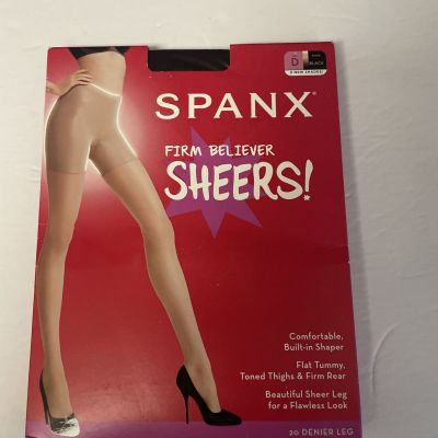 Spanx Firm Believer Sheer 20 Denier Leg Flat Tummy Toned Thighs Black Size D