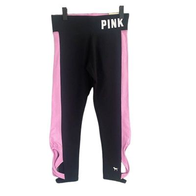 PINK VS Black & Pink Twist Cut Out Ankle Capri Leggings Women Sz S