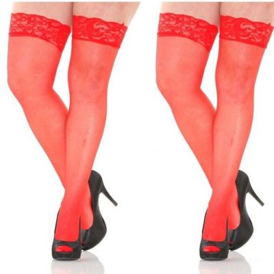 Plus Size Garter Belt +Thong 2pc Set or Sheer Stockings Red Music Legs 7707 Q