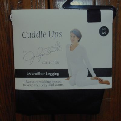 Vintage NWT Jaclyn Smith Cuddle Ups Black Microfiber Moisture Wicking Leggings M