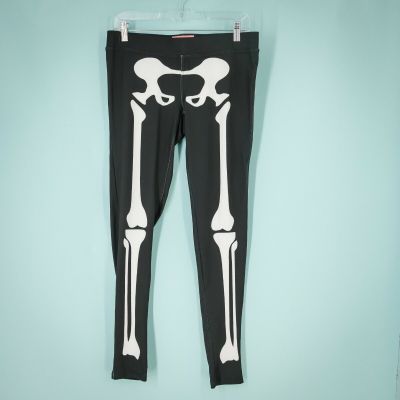 Tipsy Elves Size Medium M Leggings Skeleton Print Black White Halloween Pull On