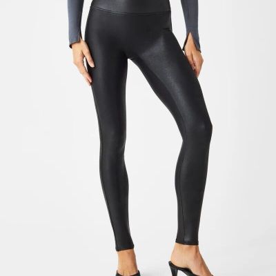 SPANX- Faux Leather Leggings Black Slimming Pant