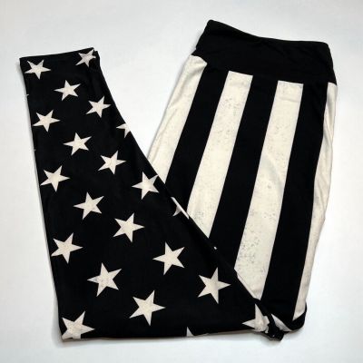 NEW LuLaRoe TC2 Leggings BLACK White STARS Stripe USA Patriot American Military