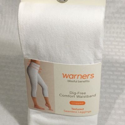 WARNERS BLISSFUL BENEFITS TEXTURED SEAMLESS LEGGINGS / CROPPED / XS WHITE / NEW