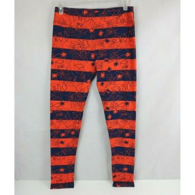 New LuLaRoe T&C Halloween Orange & Black Striped With Spiders & Spiderwebs