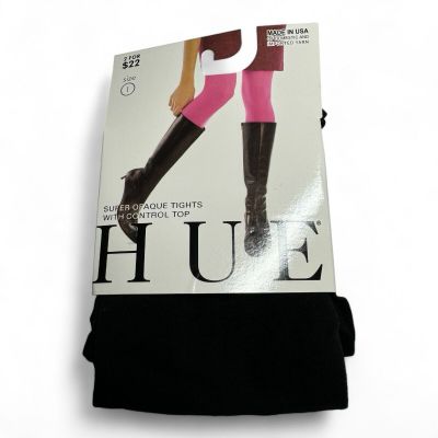 Hue Womens Super Opaque Control Top Tights Size 1 Black 1 Pair U6620Z