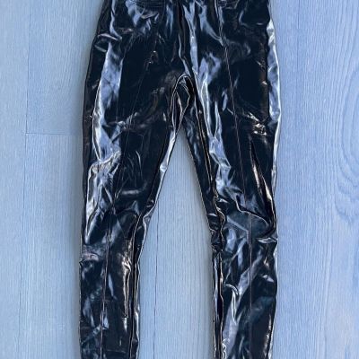 SPANX Vegan Patent Leather Black Leggings Slimming Size Small