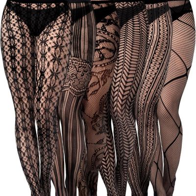 6 Pairs Women Fishnet Suspender Pantyhose Thigh-High Stockings Tights Stretchy H