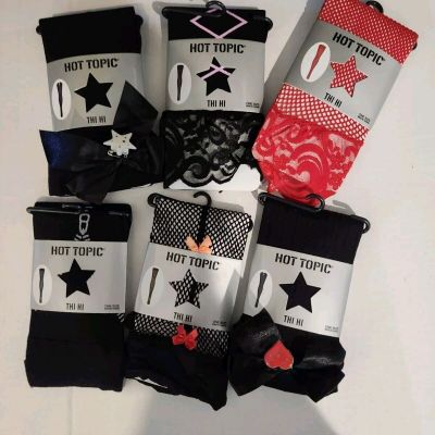 NWT Lot 6 Pairs  Stockings Thigh Highs Thi Hi Tights Hot Topic FISHNET LACE Star