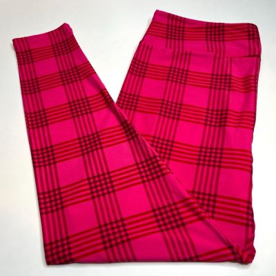 NEW LuLaRoe TC2 Legging HOT PINK RED Glen LOVE Autumn Fall PLAID Hipster Tartan