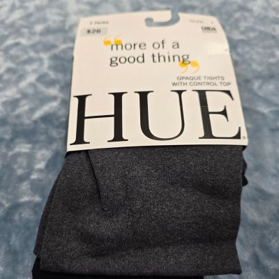 HUE Women's Size 1 - Opaque Tights with Control Top - 2-Pairs - Black & Grey