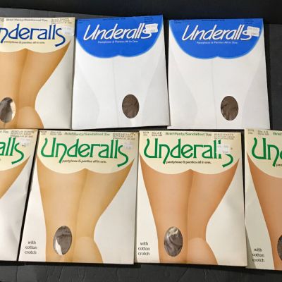 Lot of 7 Vintage UNDERALLS PANTYHOSE BEIGE SUNTAN LEGS Size A-B Styles 310 320