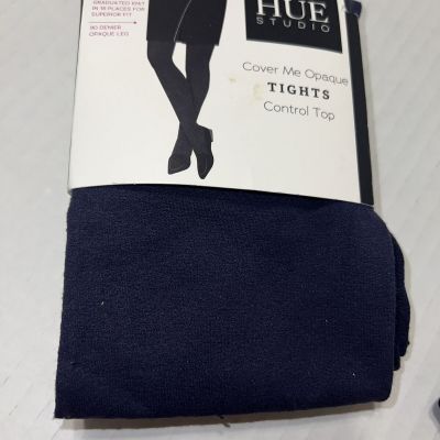 3 pr HUE Studio Tights Control Wide Waistband Opaque Blackberry Black Sz 5