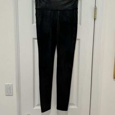 Auth SPANX Faux Leather Shiny Leggings #2437 BLACK Size MEDIUM