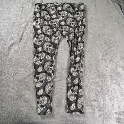 Women's Halloween Leggings XXXL Black White Skull Paisley Print Way to Celebrate