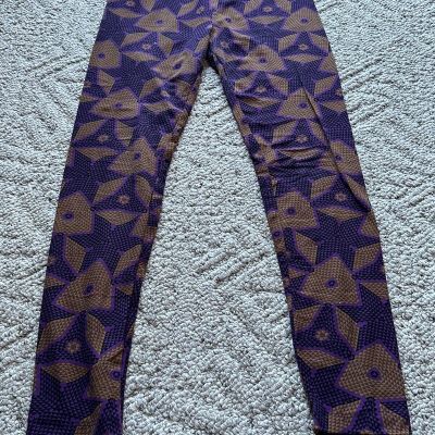 LuLaRoe Leggings One size Soft New Purple With Light Tan Shapes