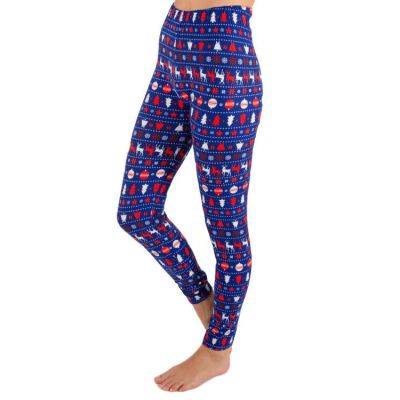 Christmas Print Peach Skin Women's Full Length Patterned Fashion Leggings