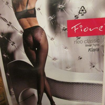 FIORE KLARA FRENCH CUT DESIGN 20 DENIER PANTYHOSE TIGHTS  3 SIZES TAN AND BLACK