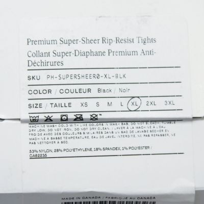 Sheertex Women's Premium Super Sheer Rip Resist Tights TS8 Black Size XL NWT