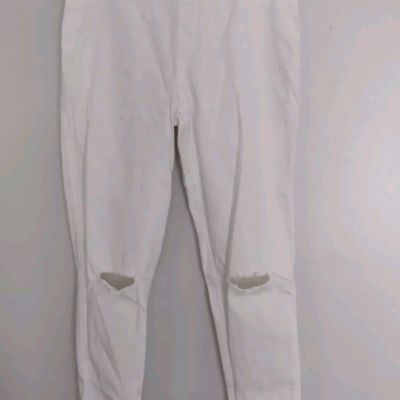 N6 Umgee USA Women's Denm Pull-On Ankle Leggings Light Wash White Size M