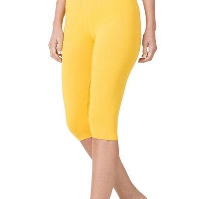 HIGH WAISTED COTTON STRETCH BELOW KNEE CAPRI LEGGINGS YOGA GYM MISSES PLUS S-3X