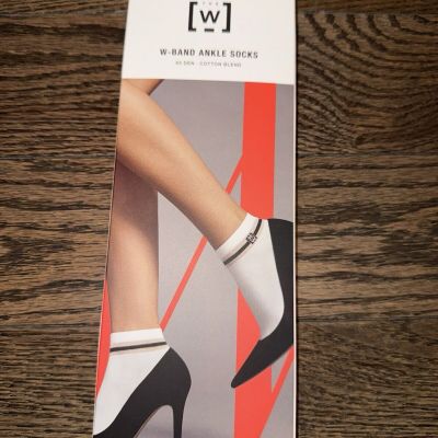 BNWT Wolford W-Band  Black Ankle Cotton Blend Socks,  60 Den, Size M