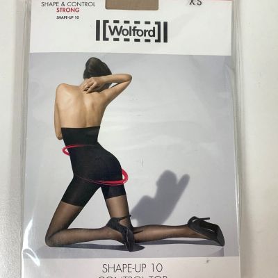 Wolford NWT $82 Shape Up 10 Control Top Cosmetic Tone Pantyhose Size XS