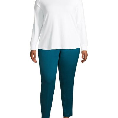 Womens Wine-Teal Solid Pull-on Jeggings Size 5X 32W-34W Skinny Mid Rise Pockets