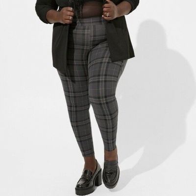 Torrid Leggings 0X Grey/Black Plaid Full Length Pockets High Rise Premium Plus