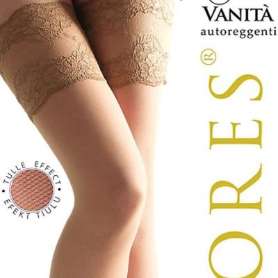 Lores Vanita semi-sheer wide lace matte luxury stockings autoreggenti 20 Den