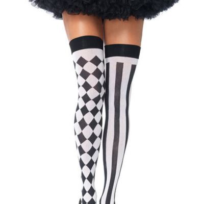 Brand New Harlequin Checkered Thigh High Stockings