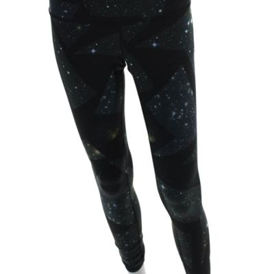 Alo Womens Mid Rise Stretch Knit Galaxy Ankle Leggings Black Gray Size XS