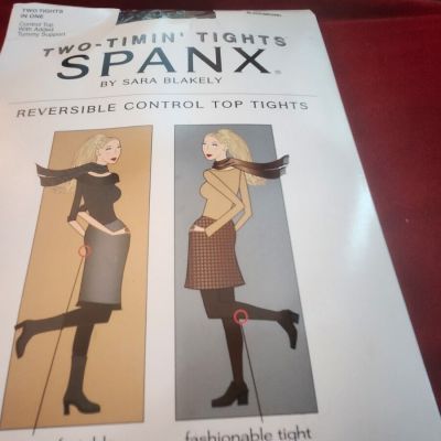 Spanx by Sara Blakely Two Timin Tights Black Brown Reversible Control Size E NWT