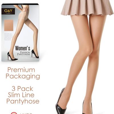 3 Pairs Women'S Sheer Tights - 20D Control Top Pantyhose with Reinforced Toes