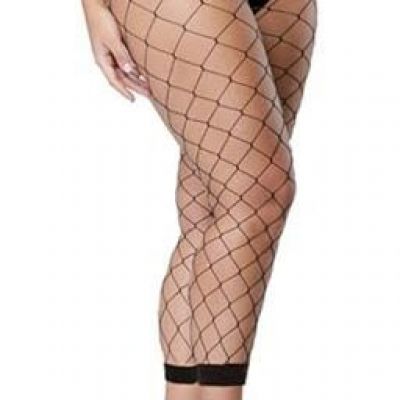 Women's Fishnet Stockings Thigh High Wide Fishnet One Size A04-black(big Hole)