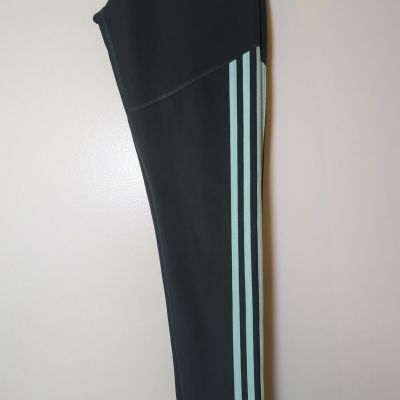 Adidas Yoga Pants Forest Green With Light Green Stripes Active Wear Workout