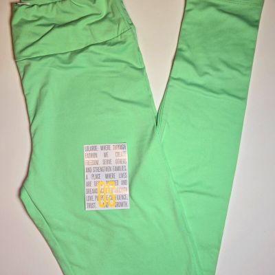 LuLaRoe OS Leggings Bright GREEN Neon Solid Color One Size (Fits Size 2-10) NWT